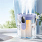 Purple 1.5L cool mist humidifier with top control panel and circular mist outlet