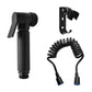 Black toilet sprayer with spiral hose and wall mounting bracket