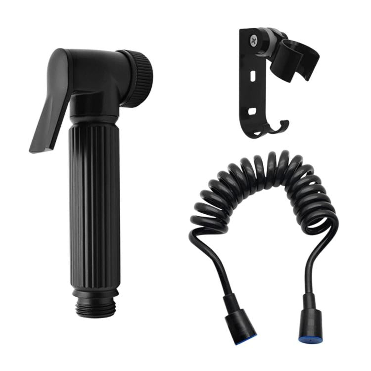 Black toilet sprayer with spiral hose and wall mounting bracket