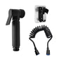 Black toilet sprayer with spiral hose and wall mount hardware