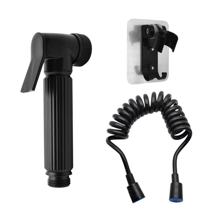 Black toilet sprayer with spiral hose and wall mount hardware