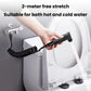 Black toilet sprayer with 2-meter stretch hose attached to toilet