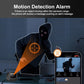WiFi security camera with motion-alert phone notification and alarm icon