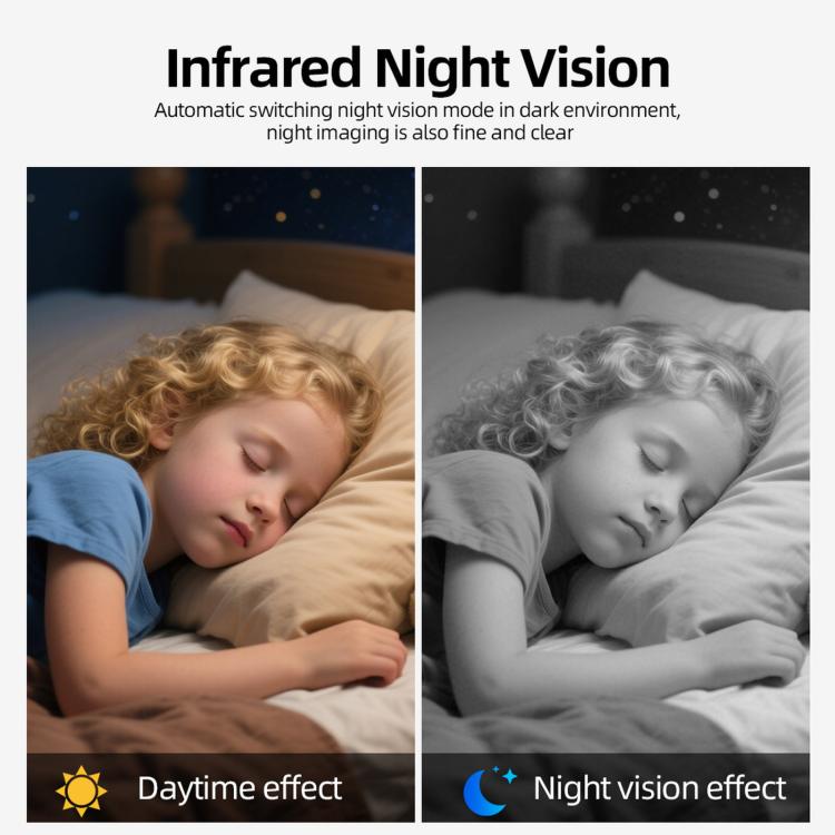WiFi security camera showing infrared night vision and daytime comparison