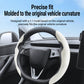 Light gray suede steering wheel cover with molded fit around spokes