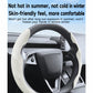 Light gray suede steering wheel cover with smooth molded center panel
