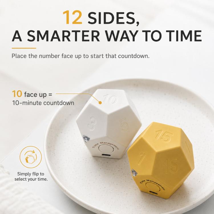 12 Sided Gravity Sensing Timer Kitchen Reminder Time Manager