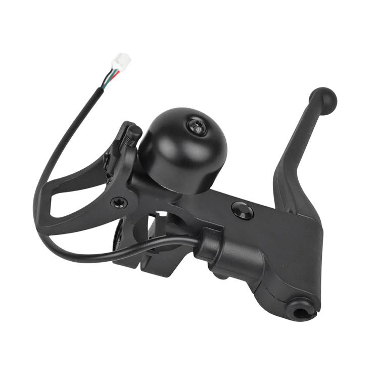 Black brake lever and bell unit with mounted control lever and electrical cable
