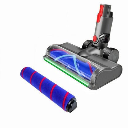 V-shaped rolling vacuum brush head with blue anti-tangle roller