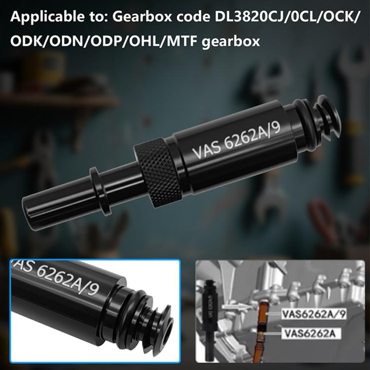 Oil filling connector tool with knurled section and VAS 6262A/9 marking