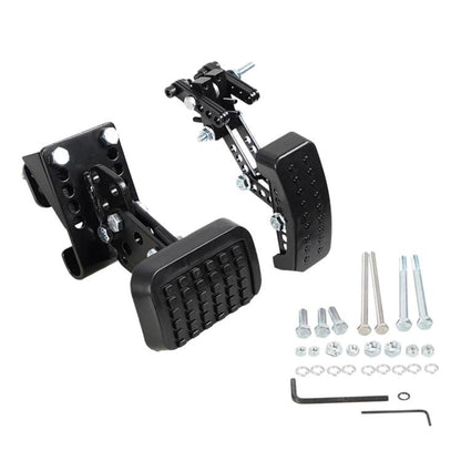 Adjustable pedal extender kit with textured foot pad and metal mounting bracket