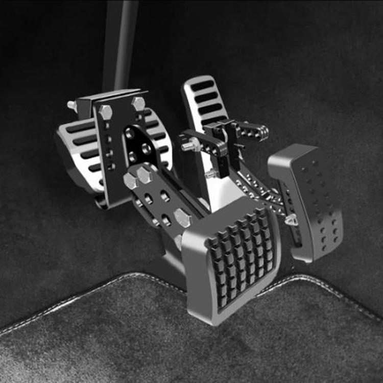 Gas and brake pedal extender with textured foot pads and metal support arms