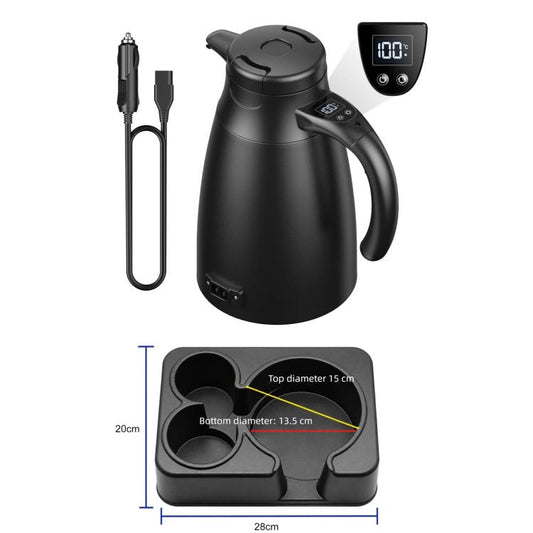 LY1200 12V/24V Universal Digital Display Car Kettle 1.2L Stainless Steel Electric Water Kettle, Kettle + Base, Kettle + 4m Cable, Kettle + Base + 4m Cable, Kettle