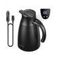 12V/24V digital display car kettle with temperature screen and power cord, black
