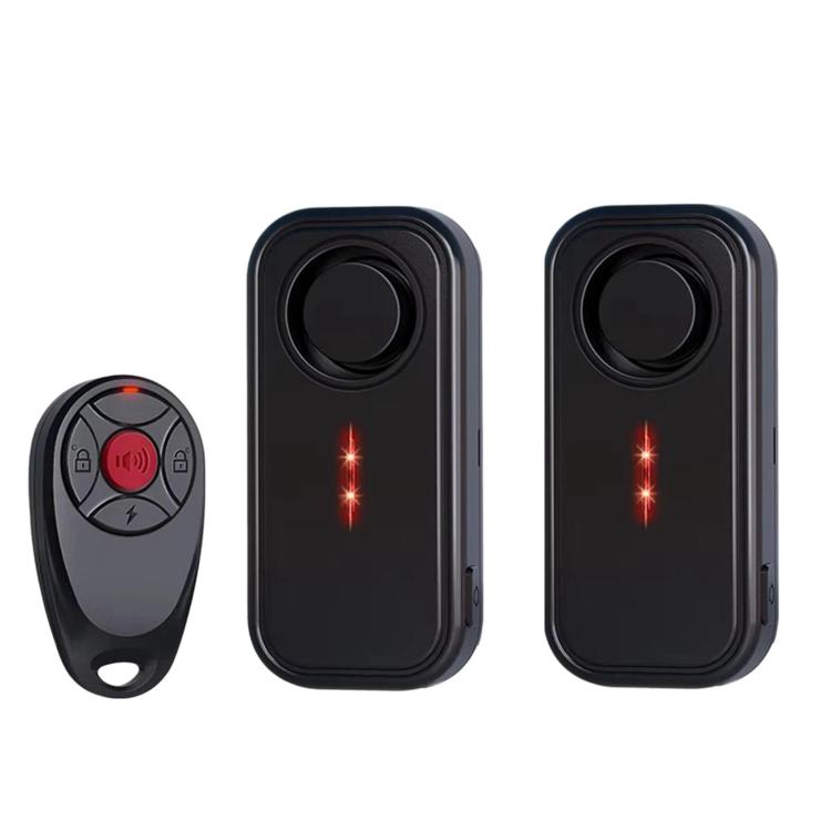 Vehicle vibration anti-theft alarm kit with two black alarm hosts and one remote key fob