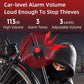 Black anti-theft alarm remote key fob with red alert indicator on a bicycle handle area
