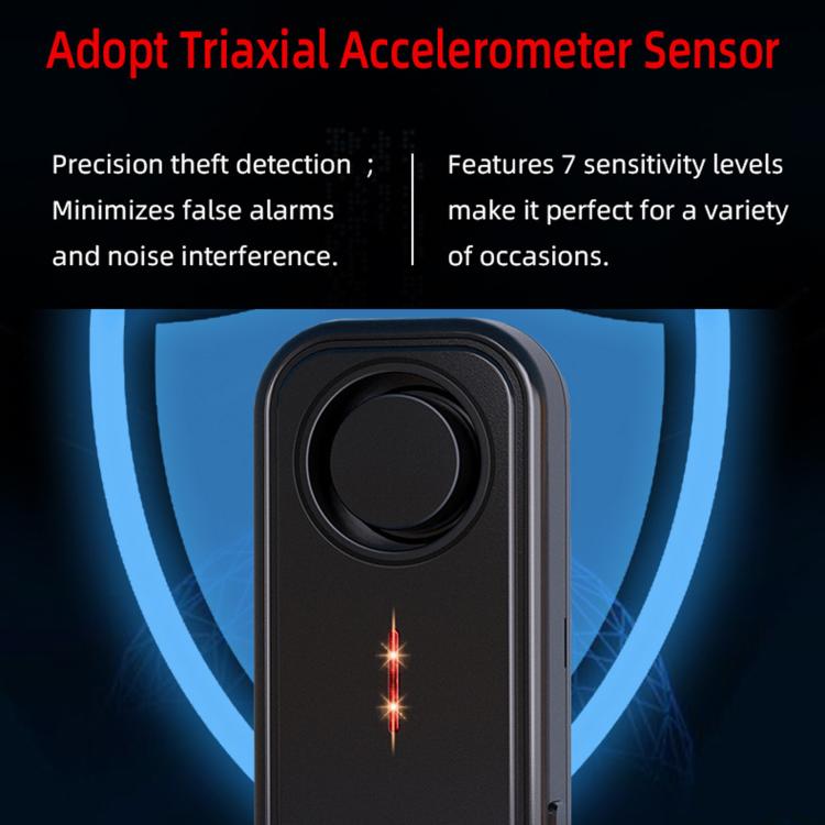 Black vehicle vibration alarm host with large round sensor and glowing red indicator