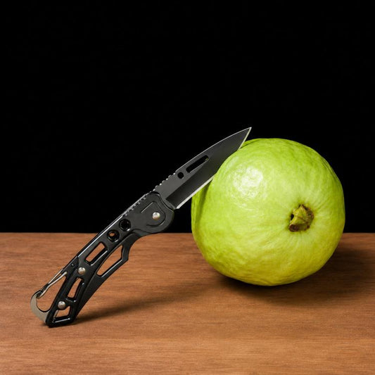 Mini Pocket Folding Knife With Carabiner Keychain 40Cr13 Stainless Steel EDC Utility Fruit Cutter Tool, Large 15cm