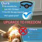 Blue reflective GPS pet tracker collar on a dog with tracking phone display