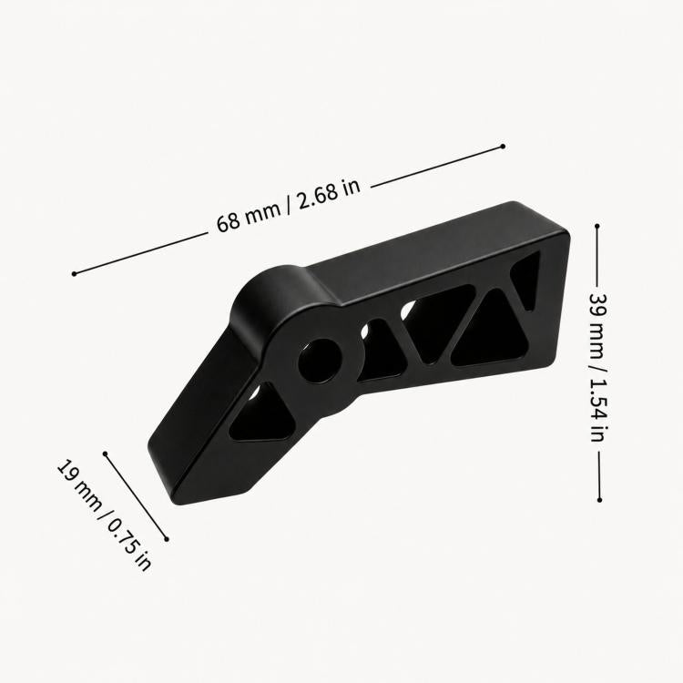 Black extraction tool for puck screen holder stand, with size dimensions