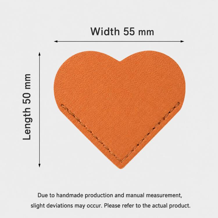Heart-shaped bookmark corner clip size diagram, 55 mm width and 50 mm length
