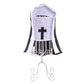 White and black nun pet costume with hood, black side panels, and cross front detail.