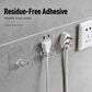Power plug adhesive hook with clear holder on wall, no-drill mounting