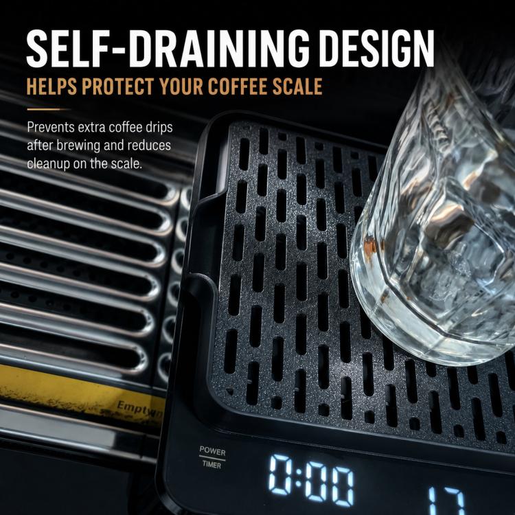 Self-Draining Espresso Scale Drip Tray 3D-Printed PLA Sloped Coffee Scale Protector