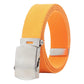 Bright orange canvas belt with silver automatic sliding buckle