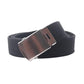 Dark navy canvas web belt with silver sliding buckle, narrow casual design