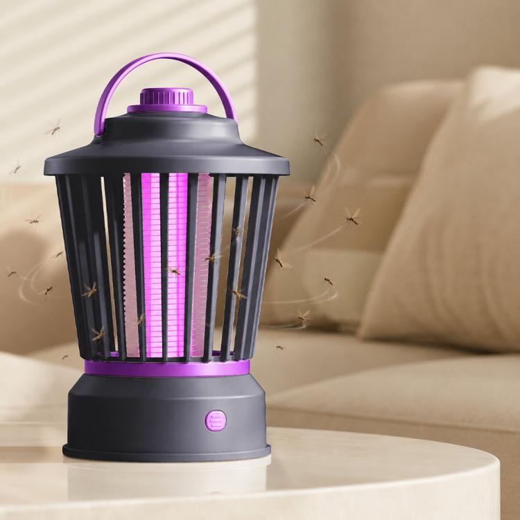 Portable mosquito-killing night light with dark lantern body and purple glow light tubes