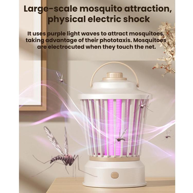 Portable mosquito-killing night light with white lantern and small wall-mounted purple unit