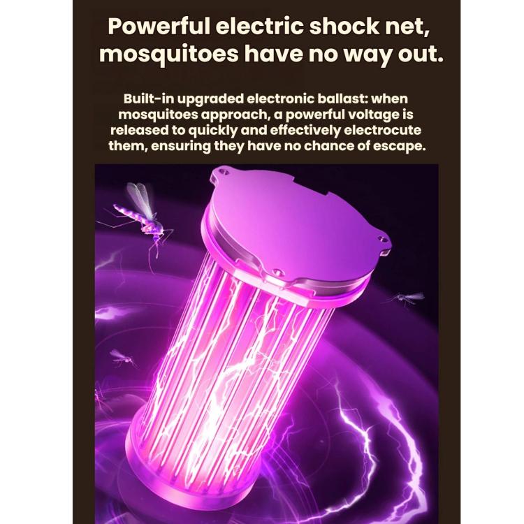 Mosquito-killing night light with purple glowing internal grid and lantern housing