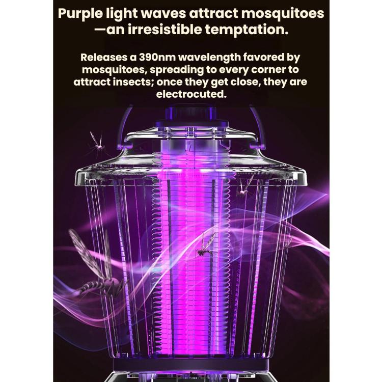 Mosquito-killing night light with purple glowing grid inside a clear lantern housing