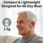 Light beige in-ear hearing aid fitted in an older ear, small discreet design