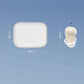 Invisible white in-ear hearing aid with small microphone pin and earbud tip