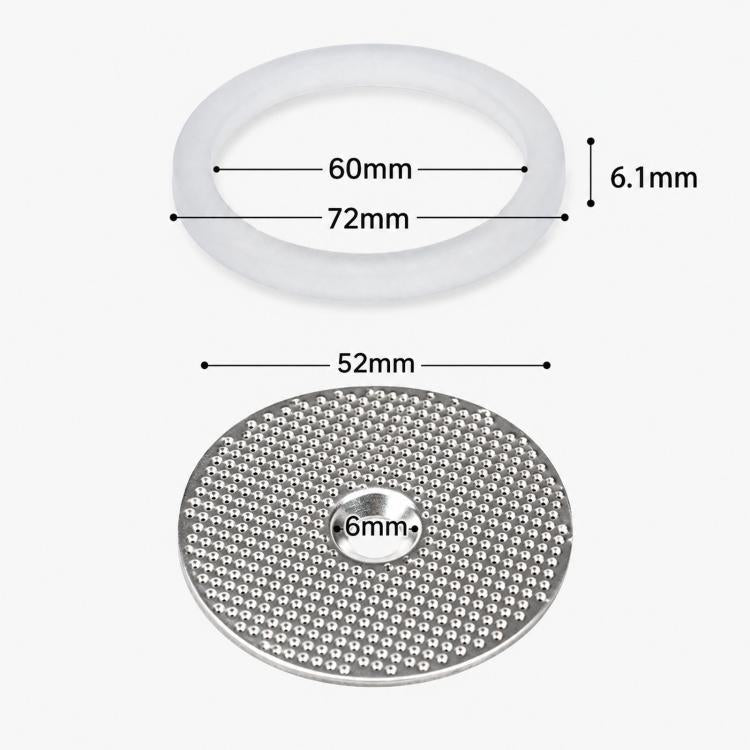 Silicone gasket ring and shower screen with size dimensions diagram