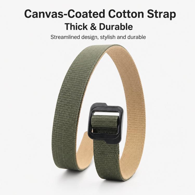 Men Web Thickened Double-Sided Canvas Belts With Plastic Buckle, 110cm, 120cm, 130cm