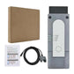 WiFi vehicle diagnostic tool with cable, instruction sheet, and cardboard box