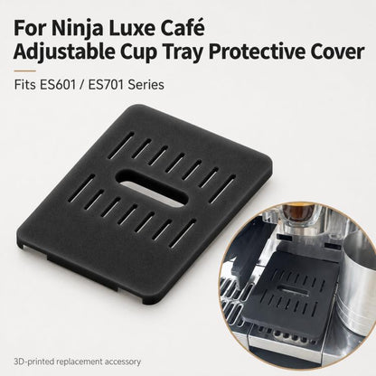 Black drip tray protective cover with drainage slots and center handle cutout