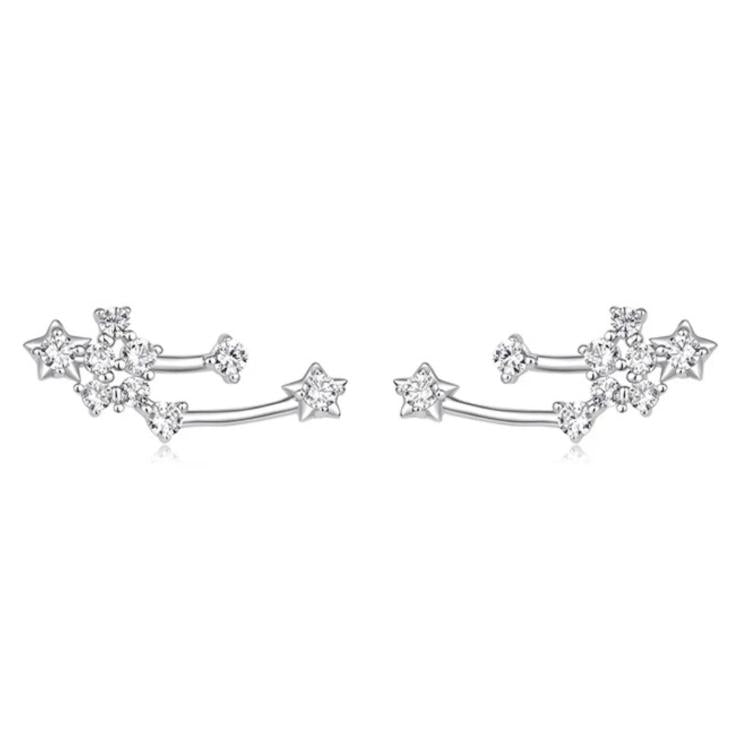 S925 Silver Needle Meteor Stacked Earrings, YIE340, YIE341