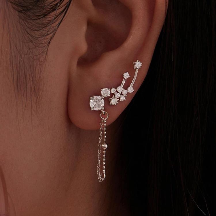 S925 Silver Needle Meteor Stacked Earrings, YIE340, YIE341