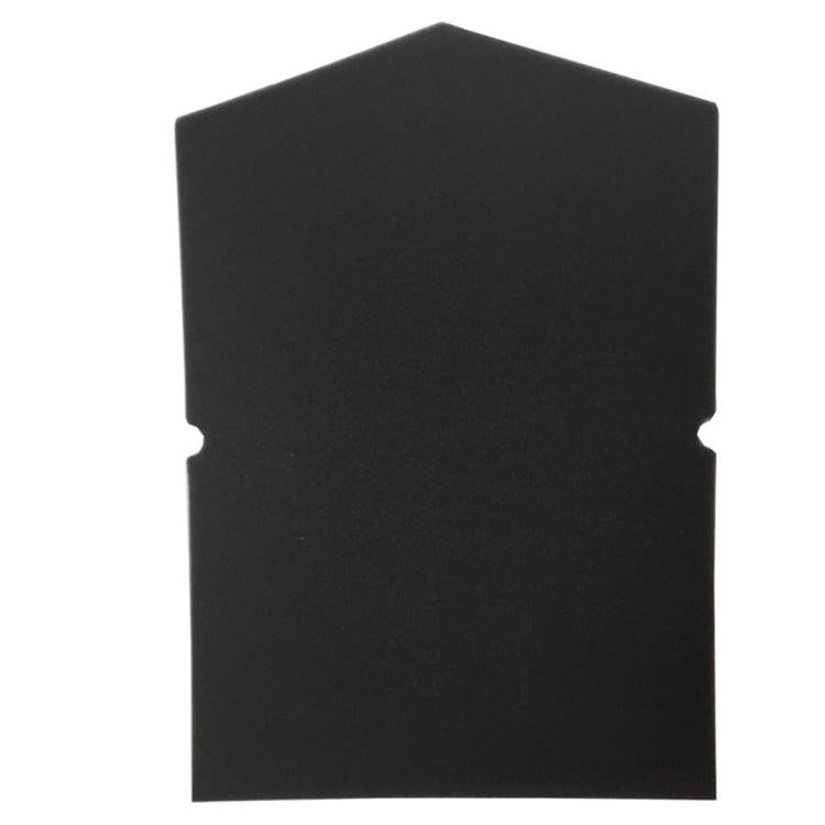 Black foam dryer filter with two side notches, rectangular shape