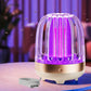 Navy blue electric mosquito killer lamp with purple LED glow and cleaning brush