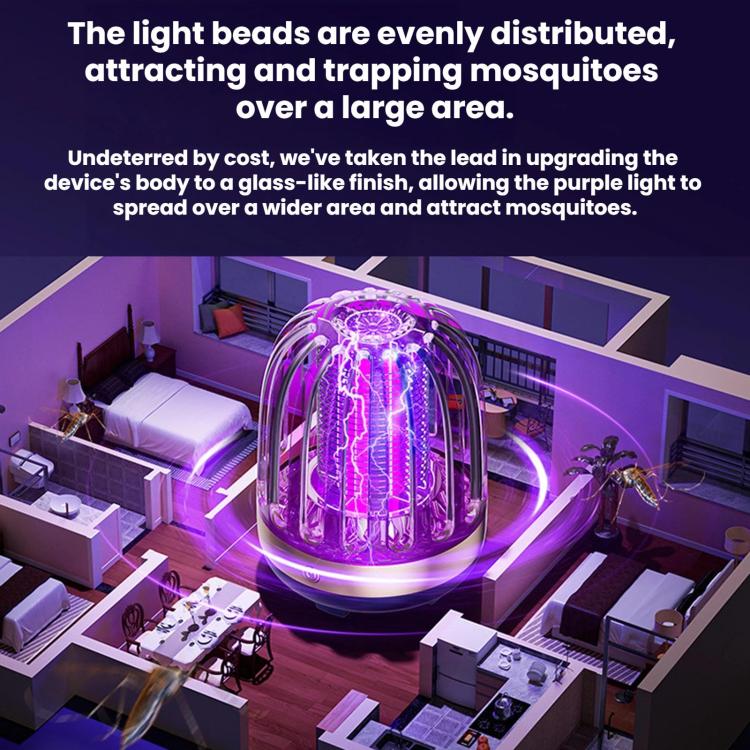 Mosquito killer lamp with wide-area purple UV glow and glowing light chamber