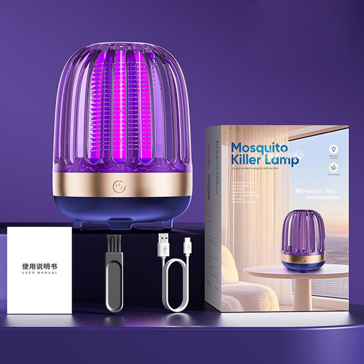Electric mosquito killer lamp with purple UV glow, USB cable and retail box