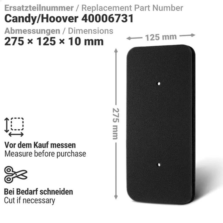 Black foam dryer filter, rectangular with two holes