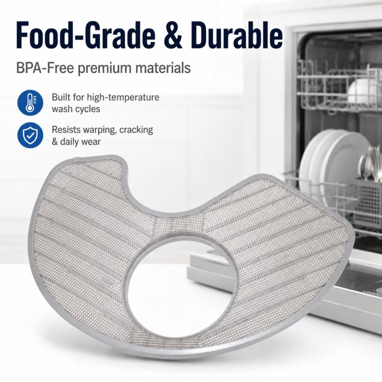 Dishwasher replacement filter with fine mesh pattern and round center cutout