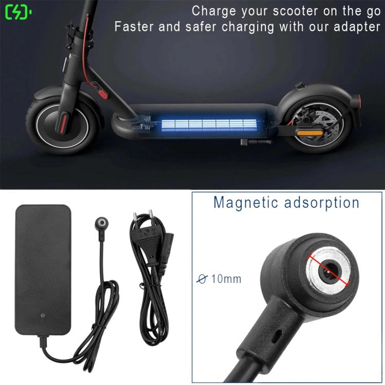 Electric scooter charger adapter with magnetic connector and charging cable for scooter