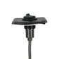 Black pass-through power inlet barrel with threaded mounting base and cable